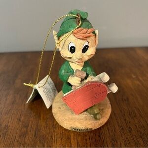 MARATHON OIL ELF WITH SLED CHRISTMAS ORNAMENT 2004 SERIES